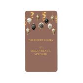 Gold and Black Christmas Baubles Adressaufkleber (Vorne)