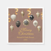 Gold and Black Christmas Baubles Serviette (Vorderseite)
