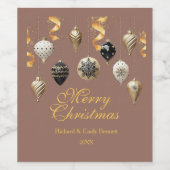 Gold and Black Christmas Baubles Weinetikett (Einzelnes Label)