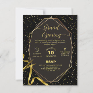 Gold and Black Corporate Grand opening Invitation Einladung