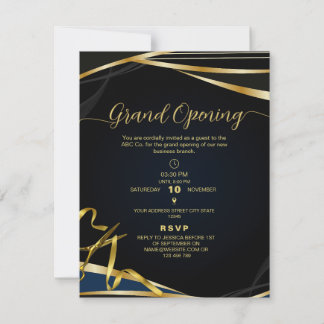 Gold and Black Corporate Grand opening Invitation Einladung