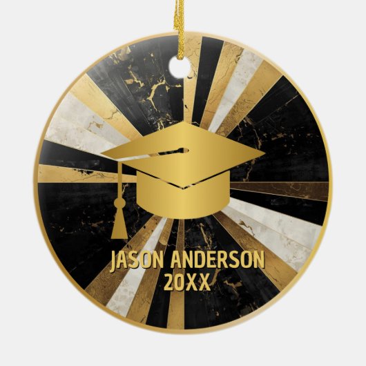 Gold and Black Custom Graduation Ornament (Hinten)