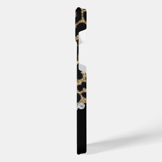 Gold and Black Glitter Leopard Personalized iPhone Hülle (Linke Seite)
