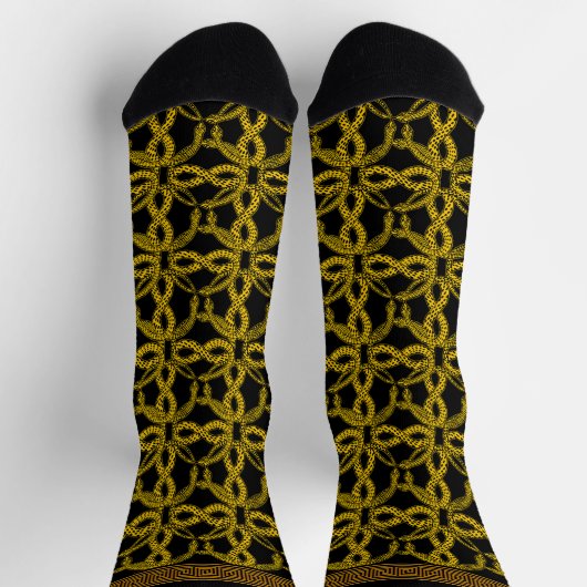 Gold And Black Greek Key And Snakes Socken (Oben)