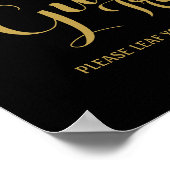 Gold and BLACK guestbook Tree SIGN Poster (Ecke)
