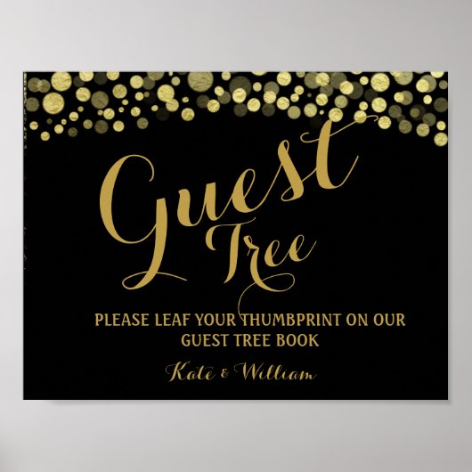 Gold and BLACK guestbook Tree SIGN Poster (Vorne)