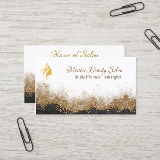  Gold and black Hairstylist  Salon Visitenkarte (Vorderseite/Rückseite Beispiel)