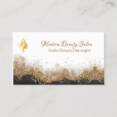 Gold and black Hairstylist Salon Visitenkarte (Vorderseite)