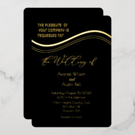 Gold and Black Minimalist Wedding Invitation Folieneinladung