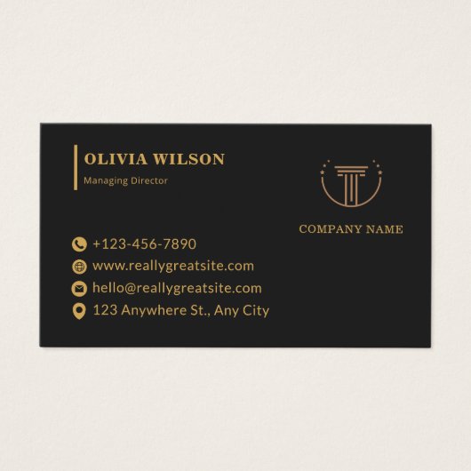 Gold and Black Modern Corporate Business Card (Vorderseite)