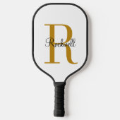 Gold and Black Modern Monogram  Pickleball Schläger (Rückseite)
