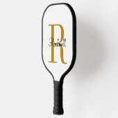Gold and Black Modern Monogram Pickleball Schläger (Links)