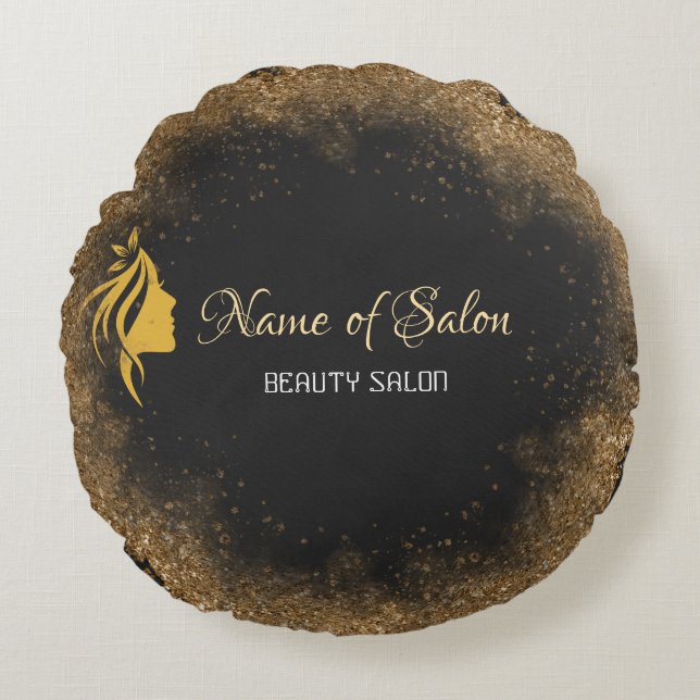 Gold and black   rundes kissen (Vorderseite)