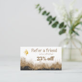 Gold and black   Salon Referral Card Terminkarte (Stehend Vorderseite)