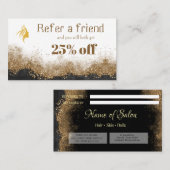 Gold and black   Salon Referral Card Terminkarte (Vorne/Hinten)