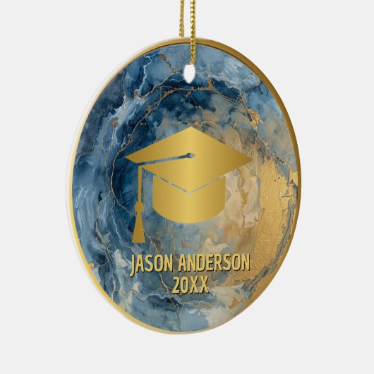 Gold and Blue Custom Graduation Ornament (Rechts)