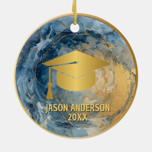 Gold and Blue Custom Graduation Ornament (Hinten)