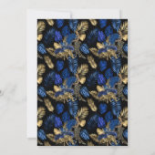 Gold and Blue Leopard Print Birthday Party Einladung (Rückseite)