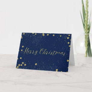 Gold and Blue Sparkle Confetti Dots Christmas Feiertagskarte