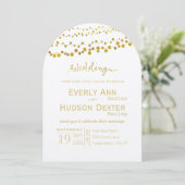 Gold and Copper Garland Modern Font Wedding Einladung (Stehend Vorderseite)