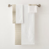 Gold and cream stripe pattern badhandtuch set (Insitu)