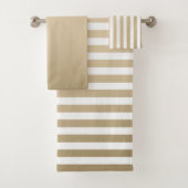 Gold and cream stripe pattern badhandtuch set (Insitu)