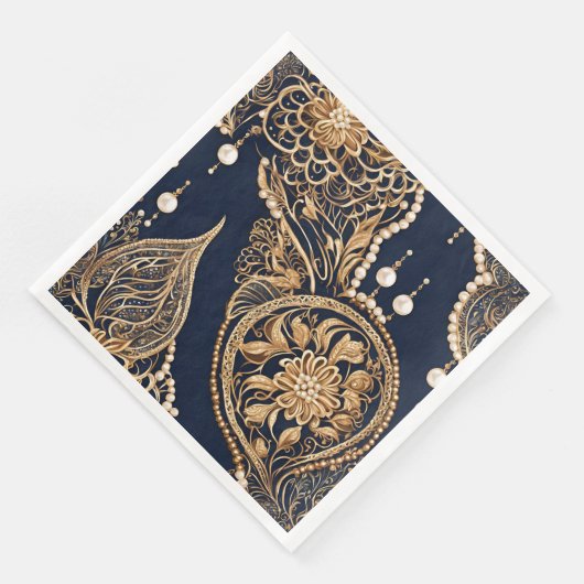Gold and dark blue AI art  Serviette (Ecke)