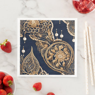 Gold and dark blue AI art  Serviette