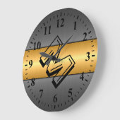 Gold and Gray Stainless Steel Metal Große Wanduhr (Winkel)