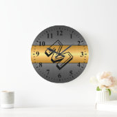 Gold and Gray Stainless Steel Metal Große Wanduhr (Zuhause)
