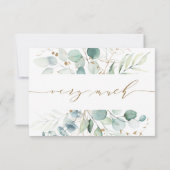 Gold and Green Botanical Wedding Dankeschön Card Dankeskarte (Rückseite)