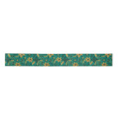 Gold and Green Christmas Poinsettia Flowers Satinband (Vorderseite)