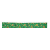 Gold and Green Christmas Poinsettia Flowers Satinband (Vorderseite)