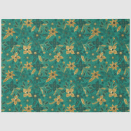 Gold and Green Christmas Poinsettia Flowers Seidenpapier