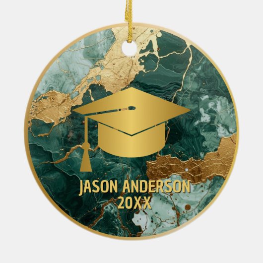 Gold and Green Custom Graduation Ornament (Hinten)