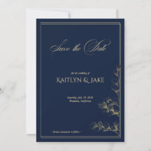 Gold and Navy Save the Date Card