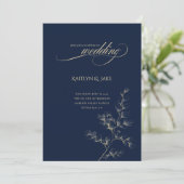 Gold and Navy Wedding Invitation Einladung (Stehend Vorderseite)