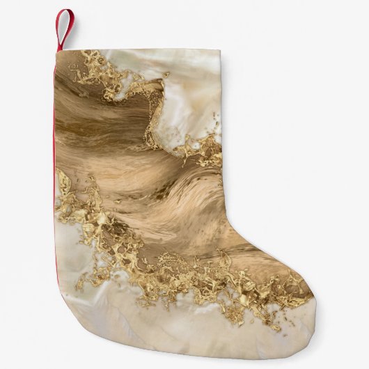 Gold and Pearl - Splatter and flow Kleiner Weihnachtsstrumpf (Vorderseite)