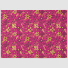 Gold and Pink Christmas Poinsettia Flowers Seidenpapier