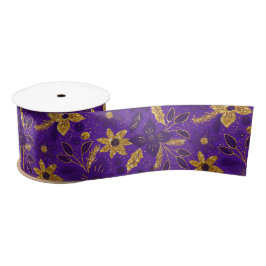 Gold and Purple Christmas Poinsettia Flowers Satinband