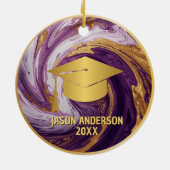 Gold and Purple Custom Graduation Ornament (Hinten)