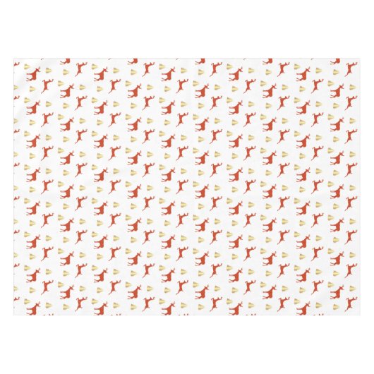 Gold and red Reindeers Holiday Art  Tischdecke (Vorderseite (Horizontal))