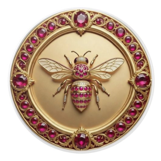 Gold and Ruby Studded Honey Bee Keramikknauf (Vorderseite)