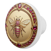 Gold and Ruby Studded Honey Bee Keramikknauf (Rechts)