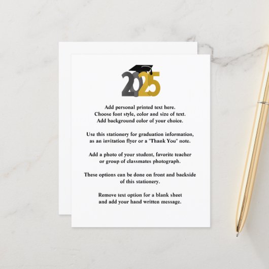 Gold and Silver Class of 2025 Grad Ankündigung (Vorderseite/Rückseite Beispiel)
