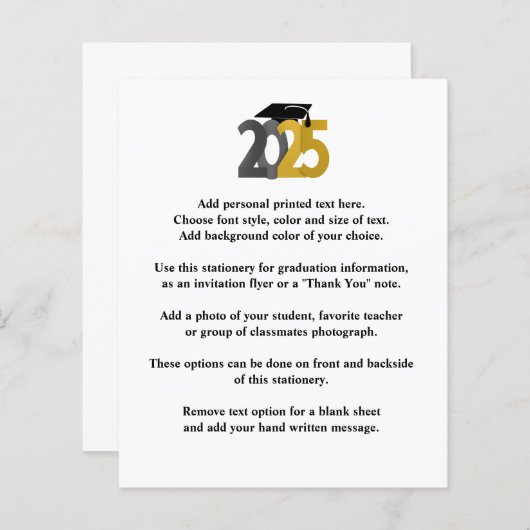 Gold and Silver Class of 2025 Grad Ankündigung (Vorne/Hinten)
