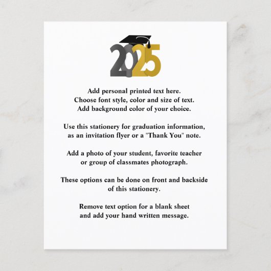 Gold and Silver Class of 2025 Grad Ankündigung (Vorderseite)
