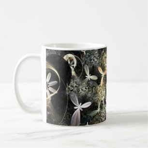 Gold and Silver Flowers Fraktal Kaffeetasse