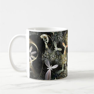 Gold and Silver Flowers Fraktal Kaffeetasse