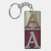 Gold and Silver Letter A Monogram Schlüsselanhänger (Vorderseite links)